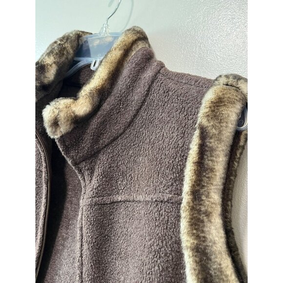 Marks & Spencer‎ Faux Fur Trim Brown Fleece Vest UK 14 - Picture 8 of 8